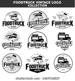 Foodtruck mobile vintage logo collection