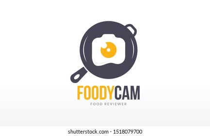 Foody Camera - Food Blogger Reviewer Logo Design Vector Icon Symbol Illustration.