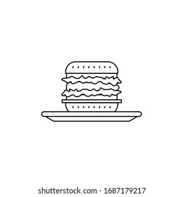 Foof Ilustration Line Style Ice Cream, Ice Tea, Noodles, Meatball, Cake, Vegetable, Burger, Potatoes, French fries