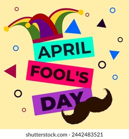 Fool April, April Fool, April fools, April Fools Day square banner vector illustration