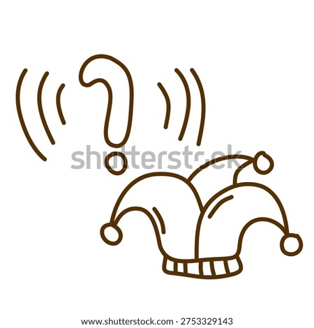 fool cap with interrogation symbol and vibration lines for mystery comedy element