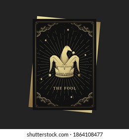 The Fool or the clown hat. Magic occult tarot cards, Esoteric boho spiritual tarot reader, Magic card astrology, drawing spiritual posters.