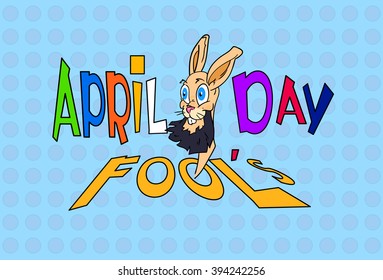 Fotodía Conejo Loco Abril Tarjeta de saludo Banner Vector plano Ilustración de la tarjeta de felicitación de feriado