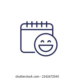 Fool day icon with a calendar, line vector