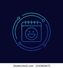 Fool day line icon with calendar