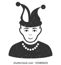 Fool grainy textured icon for overlay watermark stamps. Flat symbol with dirty texture. Dotted vector gray ink rubber seal stamp with grunge design on a white background.