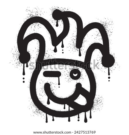 Fool jester graffiti with black spray paint