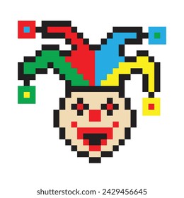 Fool jester in pixel art style