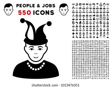 Fool pictograph with 550 bonus pitiful and glad men clip art. Vector illustration style is flat black iconic symbols.