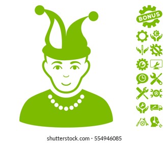 Fool pictograph with bonus configuration images. Vector illustration style is flat iconic eco green symbols on white background.