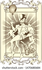 The fool. In the system, the tarot symbolizes an easy attitude to life. Cartoon characters. Design for t-shirt, poster. tattoo