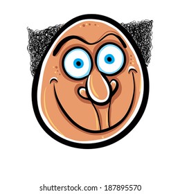 Foolish cartoon face, vector illustration.