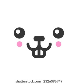 Foolish kawaii cute emotion face, emoticon vector icon