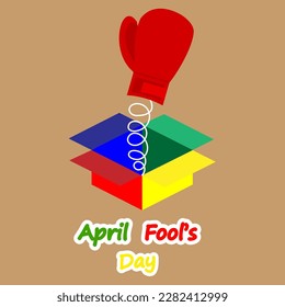 Fools day april spring boxing glove, vector art illustration.