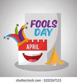 fools day calendar jester hat banana peel