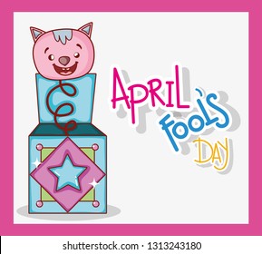 fools day celebration with cat box