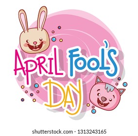 fools day celebration with rabbit and cat head