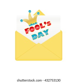 Fool's day design envelope. Happy and funny humor celebration, vector illustration