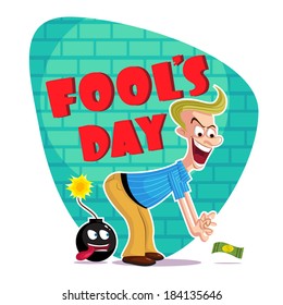 Fool's Day illustration concept with funny man