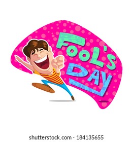 Fool's Day illustration concept with funny man