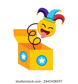 fools day jester box illustration design