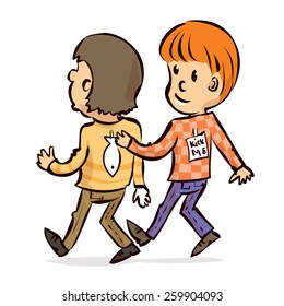Fools day joke. Hand drawn cartoon vector illustration.