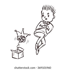 Fools day joke. Hand drawn cartoon vector illustration.