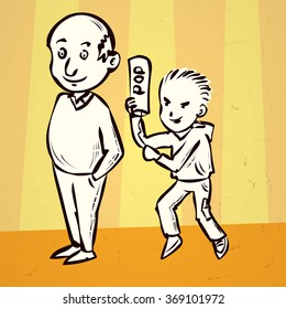 Fools day joke. Hand drawn cartoon vector illustration.