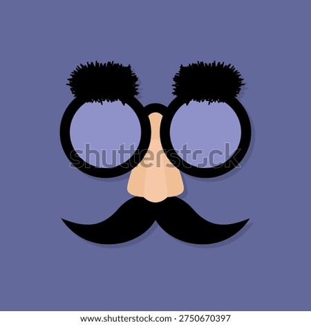 fools day mask, funny joke glasses prop, vector design element