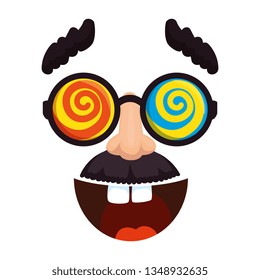 fools day mask glasses and mustache with smile