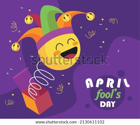 fools day postcard with surprise box