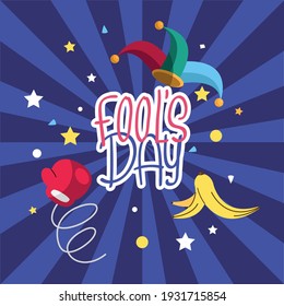 fools day poster with icons