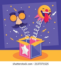 fools day poster with surprise box