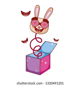 fools day surprise box with rabbit head