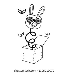 fools day surprise box with rabbit head