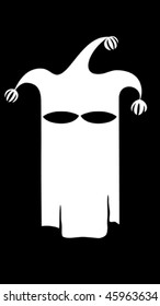 Fool's hat with the bells combined in one with a hangman's mask