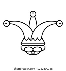 Fools hat icon. Outline fools hat vector icon for web design isolated on white background
