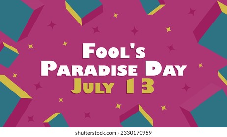 Fool's Paradise Day vector banner design with geometric 3d shapes, pink background and typography. Happy Fool's Paradise Day modern graphic vibrant poster.
