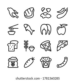 foood icon set line art design editable stroke