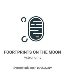 Huellas en el icono del vector de luna sobre fondo blanco. Pantallas planas vectoriales en el símbolo de la luna, símbolo de la colección de astronomía moderna para concepto móvil y diseño de aplicaciones web.