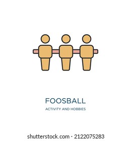 foosball icon from activity and hobbies collection. Thin outline foosball, play, game detailed offset lineal color icon isolated on white background. Line vector foosball sign, symbol for web and 