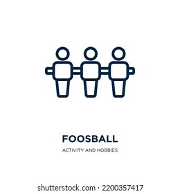 foosball icon from activity and hobbies collection. Thin linear foosball, play, game outline icon isolated on white background. Line vector foosball sign, symbol for web and mobile