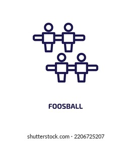 icono del futbolín de la colección de actividades y hobbies. Fósbol lineal delgado, competencia, ícono de contorno del campeonato aislado en fondo blanco. Signo de futbol vectorial de línea, símbolo para web y móvil