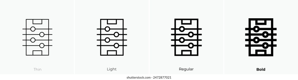 foosball icon. Thin, Light Regular And Bold style design isolated on white background