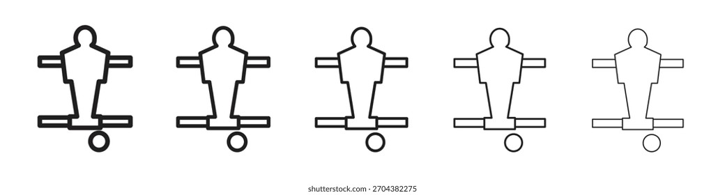 Foosball iconBlack linear bold and thin strokes set