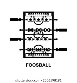 Foosball icon.Table football, also known as foosball or table soccer, is a tabletop game loosely based on association football isolated on background vector illustration.