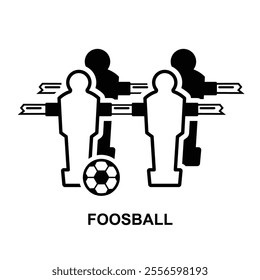 Foosball icon.Table football, also known as foosball or table soccer, is a tabletop game loosely based on association football isolated on background vector illustration.