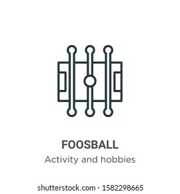 Foosball outline vector icon. Thin line black foosball icon, flat vector simple element illustration from editable outdoor activities concept isolated on white background