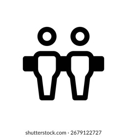 Foosball. Outlined stroke vector icon with black-filled details.