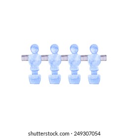 Foosball players. Watercolor object on the white background, aquarelle. Vector illustration. Hand-drawn decorative element useful for invitations, scrapbooking, design. 